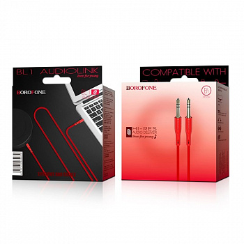 Кабель Borofone BL1 Audiolink, 3.5 AUX mini jack 3.5 mm, красный