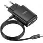 Зарядное устройство HOCO C82A Real, 2.4A, черный, кабель Type-C