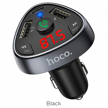 Автомобильное зарядное устройство HOCO E51 Road treasure 2*USB+Type-C, 3.1A, 18 Вт, черный, Bluetooth