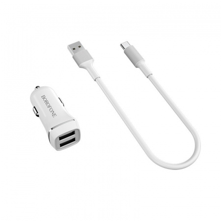 Автомобильное зарядное устройство Borofone BZ2, USB Type-C, белый