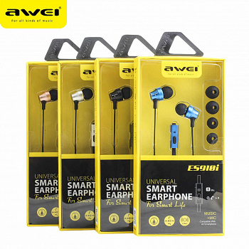 Наушники-вкладыши  Awei ES910i с микрофоном (silver, blue)
