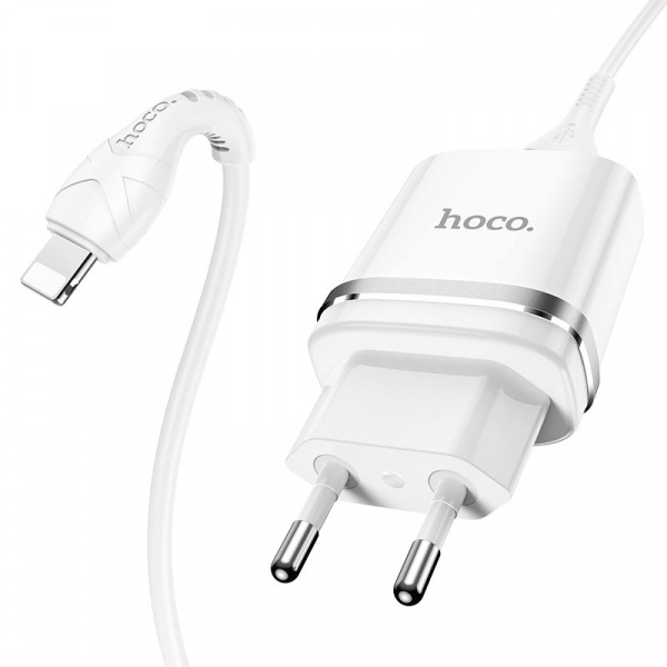 Зарядное устройство HOCO N1 Ardent Lightning, 2.4A, белый