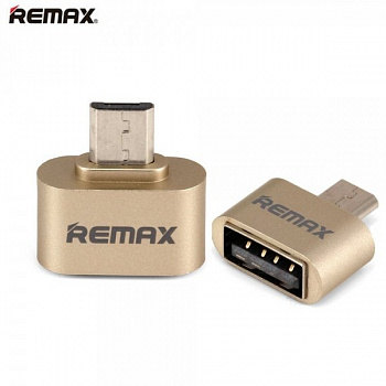 Переходник Remax RA-OTG, USB - Micro USB, золотой