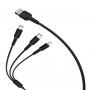 Кабель 3 в 1 Borofone BX16, lightning, micro USB, USB Type-C, черный 1 м