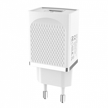 Сетевое зарядное устройство Hoco C42A QC3.0, 1 USB, 3А, Quick charge 3.0, белый