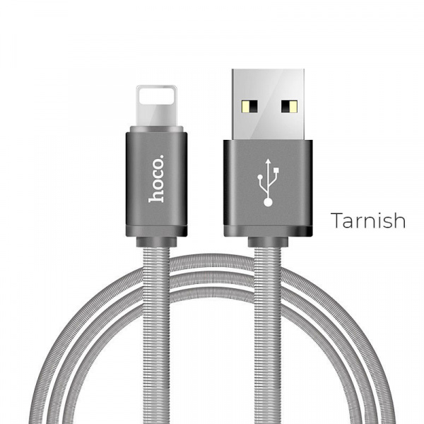 Кабель Hoco U5 Full-Metal, lightning, 1.2 м, серый