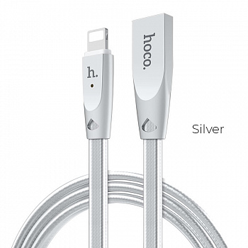 Кабель Hoco U9 Zinc Alloy, lightning, 1.2 м, серебристый