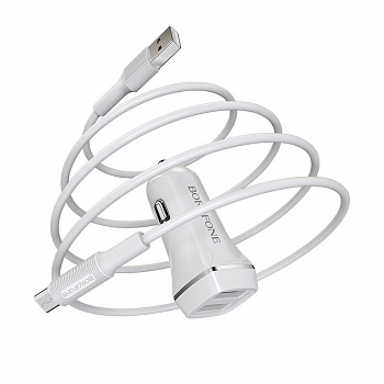 Автомобильное зарядное устройство Borofone BZ2, Micro USB, белый