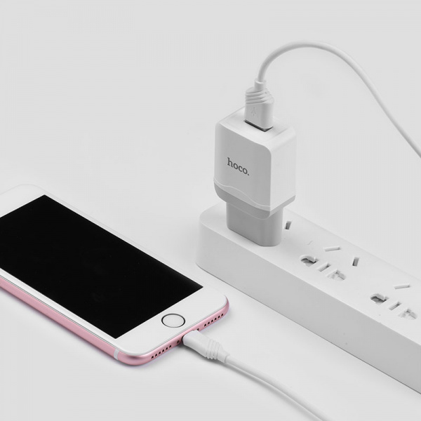 Комплект зарядки Micro USB Hoco C22A, 1 USB, 2.4А, белый
