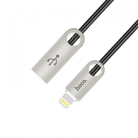 Кабель Hoco U8 Zinc alloy, lightning, 1 м, серый