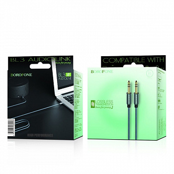 Кабель Borofone BL3 Audiolink, 3.5 AUX mini jack 3.5 mm, серый