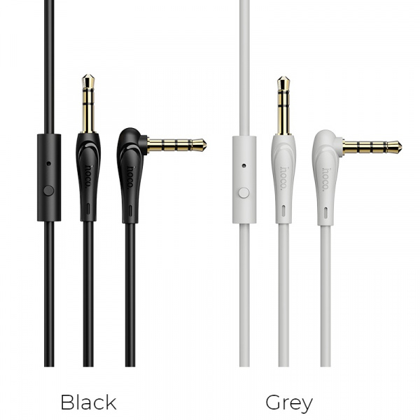 Аудио-кабель HOCO UPA15 AUX, 3.5 AUX - Jack 3,5, 1 м, серый, с микрофоном