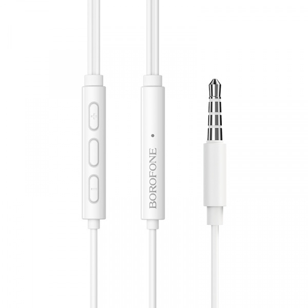 Проводные наушники BOROFONE BM45 Sound, Jack 3.5mm, 1.2 м, Белый, контроллер с микрофоном