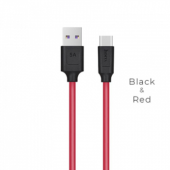 Кабель Hoco X11 5A Rapid, USB - USB Type-C, 1.2 м, черно-красный