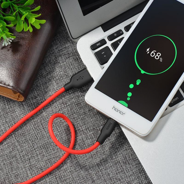 Кабель Hoco X21 Silicone SB - micro USB, 1 м черно-красный