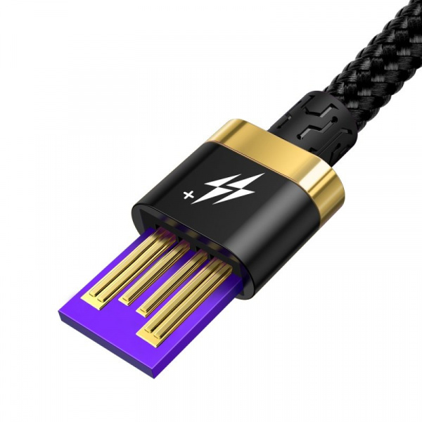 Кабель Baseus CATZH-AV1, USB - USB Type-C, 1 м, черно-золотой
