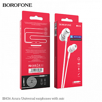 Наушники-вкладыши с микрофоном Borofone BM36 White