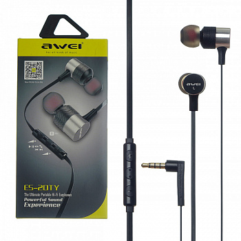 Наушники-вкладыши  Awei ES20TY с микрофоном (black, grey)