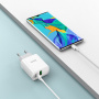 Зарядное устройство HOCO C80A Rapido, 3.1A, белый, Двойной порт USB/ Type-C,PD3.0, QC3.0 / QC2.0, FC