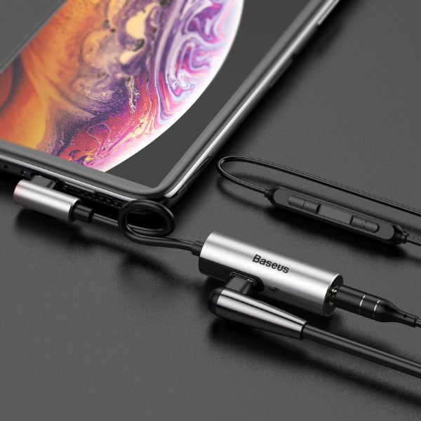 Переходник Baseus L42 CALL42-91, Apple Lightning - mini jack 3.5 mm, серебристый