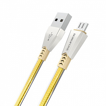Кабель Borofone BU2 ZincJet USB - micro USB, 1.2 м золотой