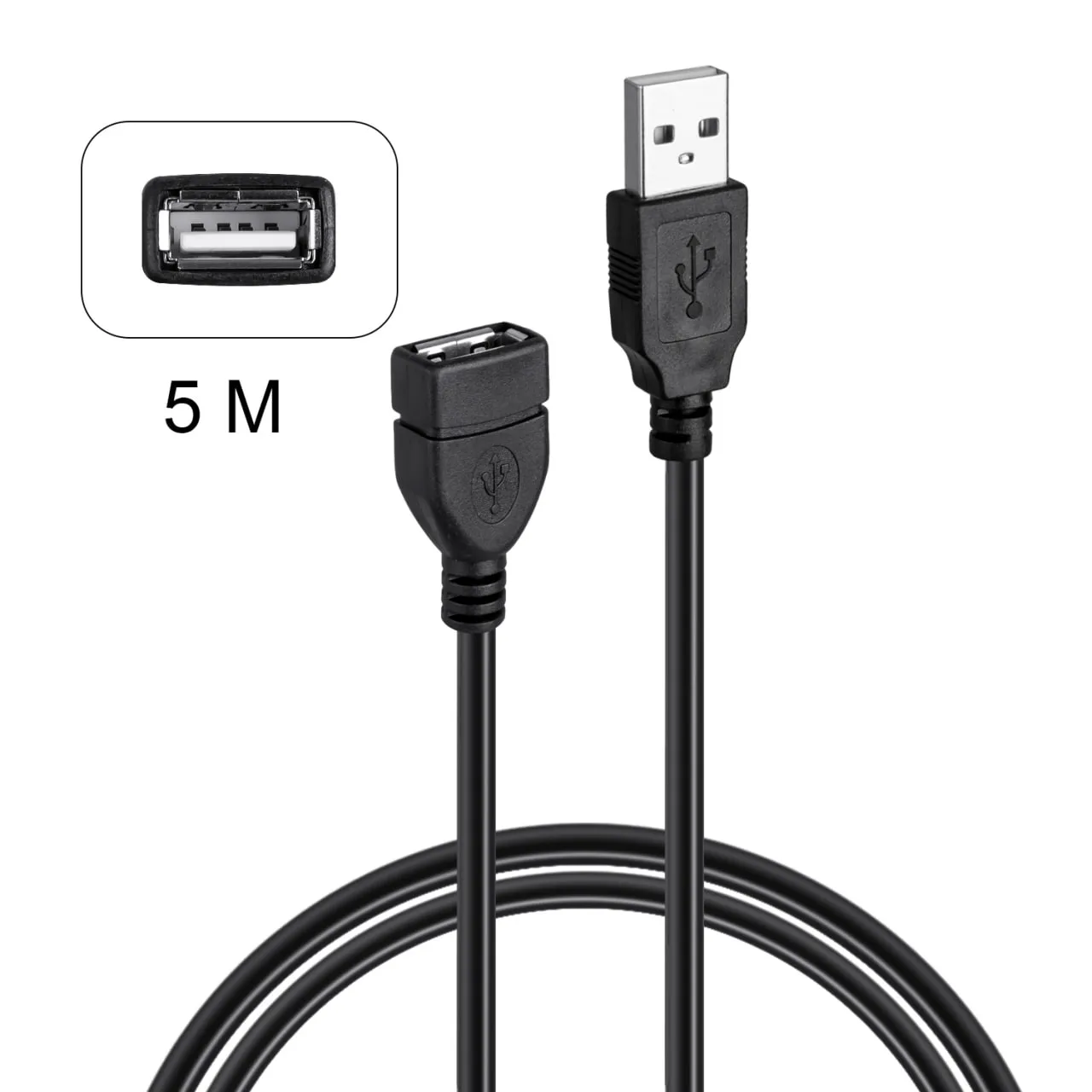 Кабель удлинитель USB 2.0 5M черный